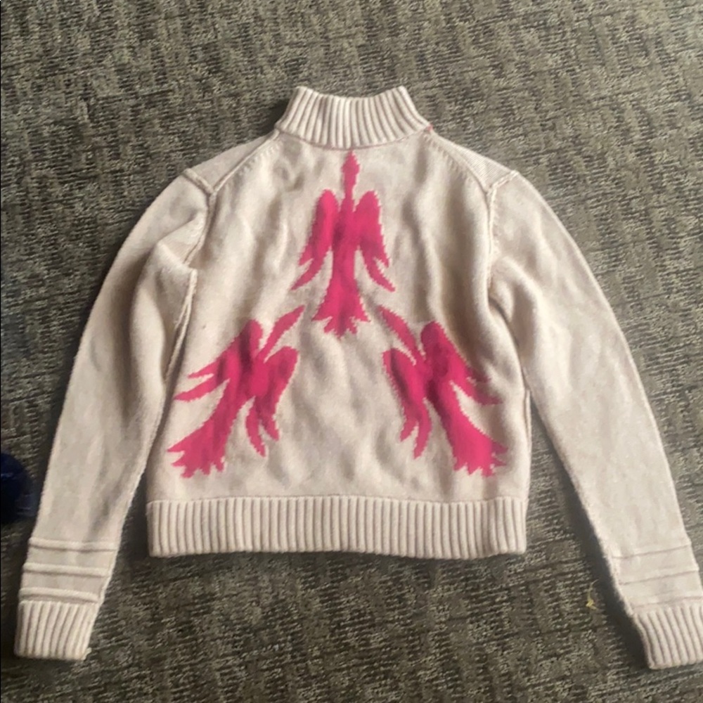 LAMB tan turtleneck with patch sleeve size medium